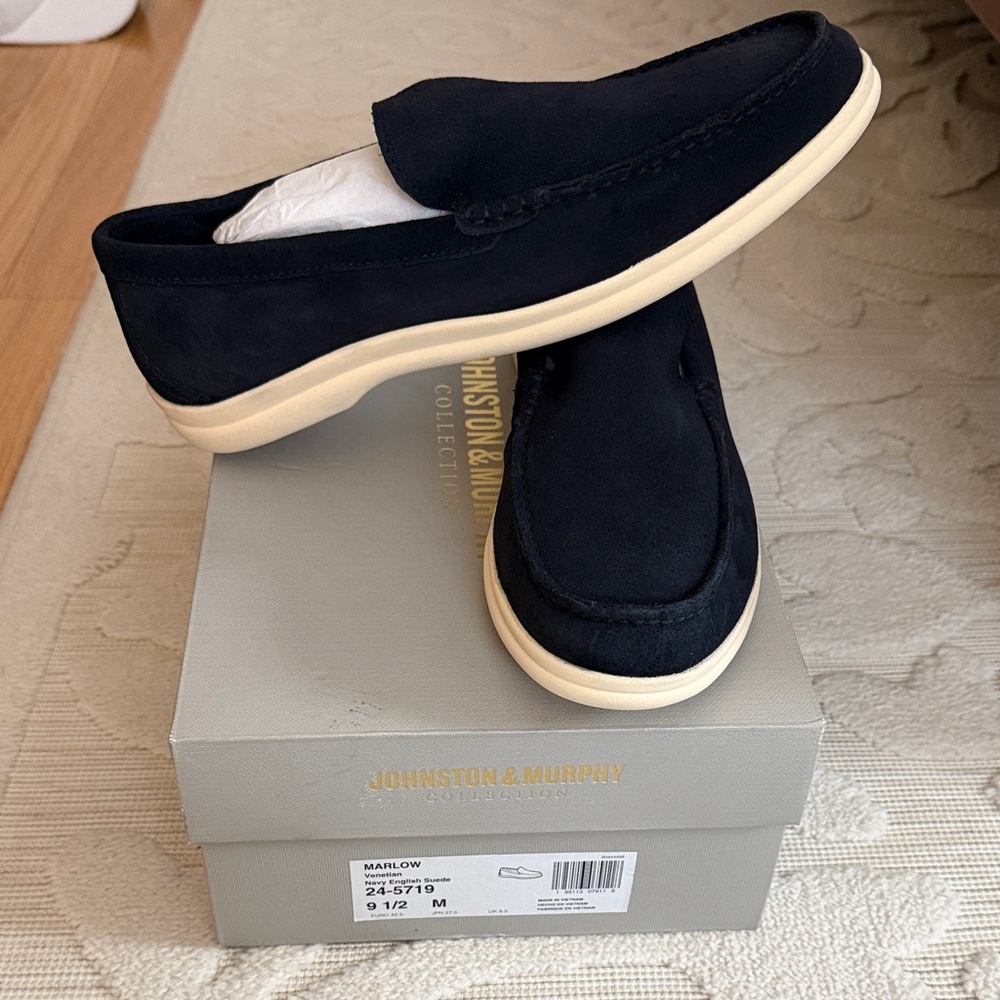 Johnston & Murphy Men's Marlow Navy English Suede Loafers